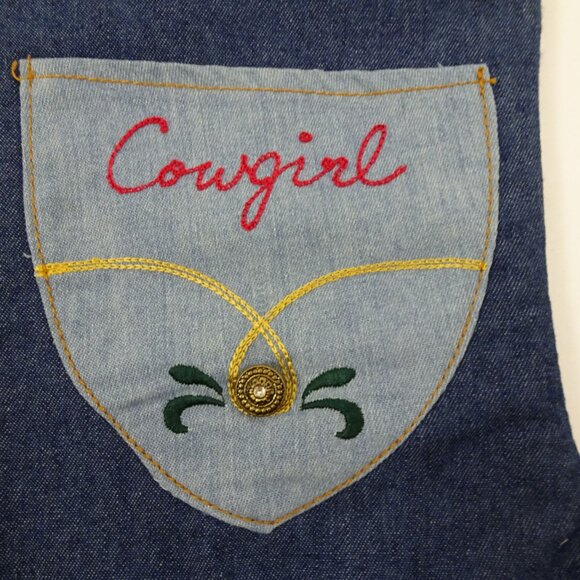 16" Handmade Denim Cowgirl Christmas Stocking Cowboy Boot Country Western CUTE! - Picture 2 of 7